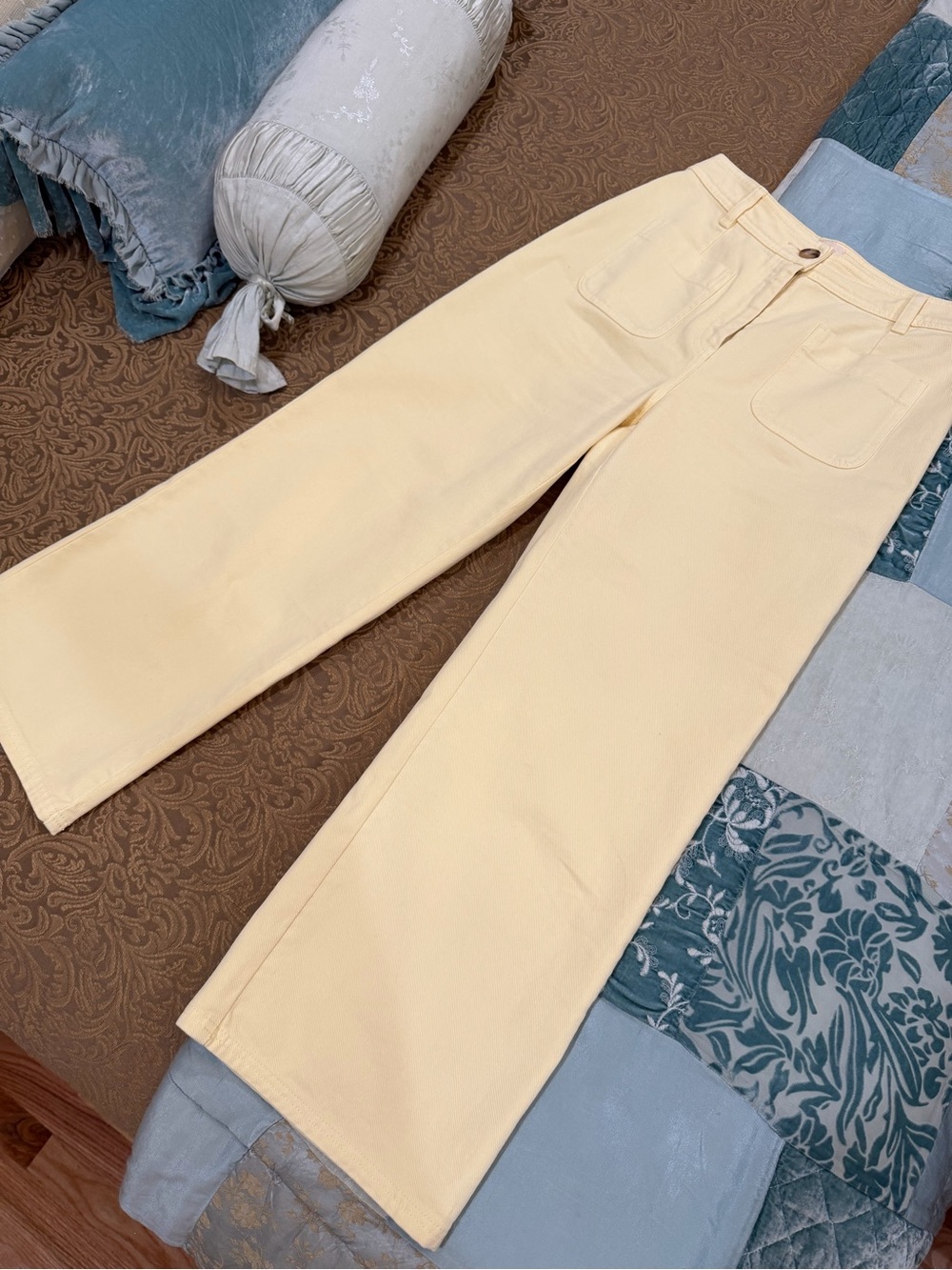 Sézane Pale Yellow Wide-Leg Jeans